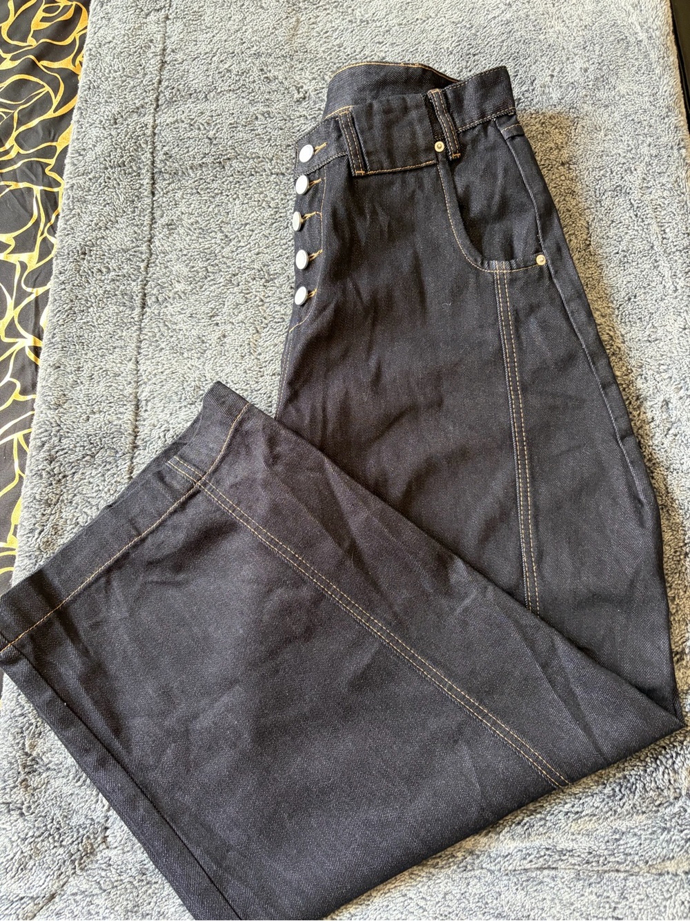 High-Waist Black Women’s Jeans with Button Fly